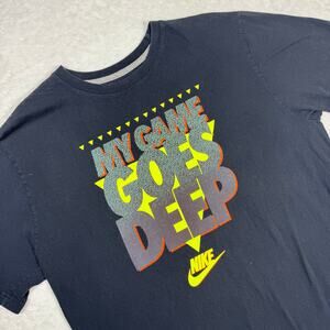 Nike *Special Edition "My Game Goes Deep" T-Shirt Black Short Sleeve Men's XL